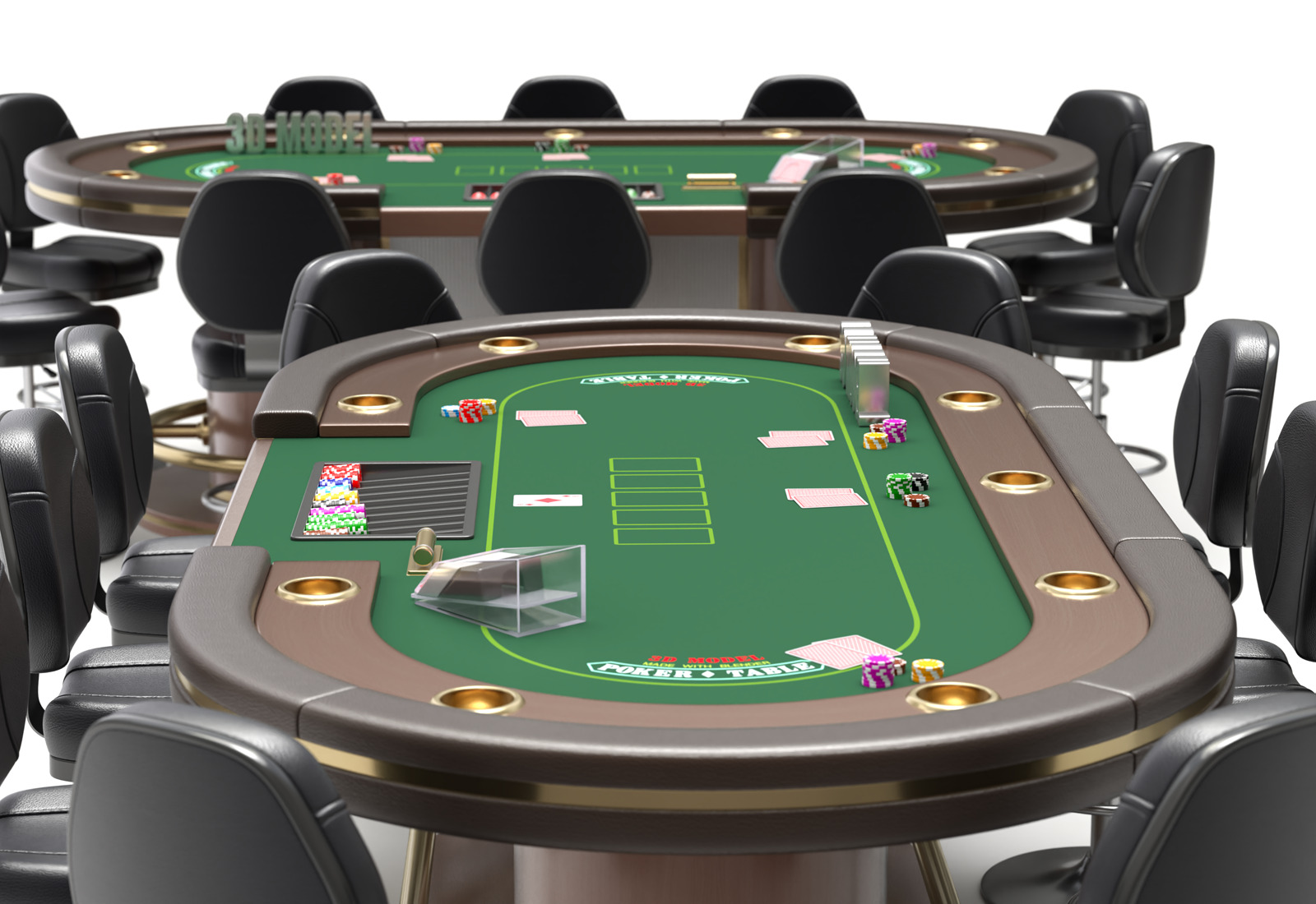 Poker Table Set 3D model_9