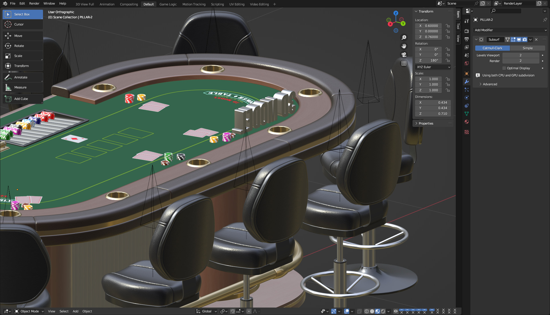 Poker Table Set 3D model_17