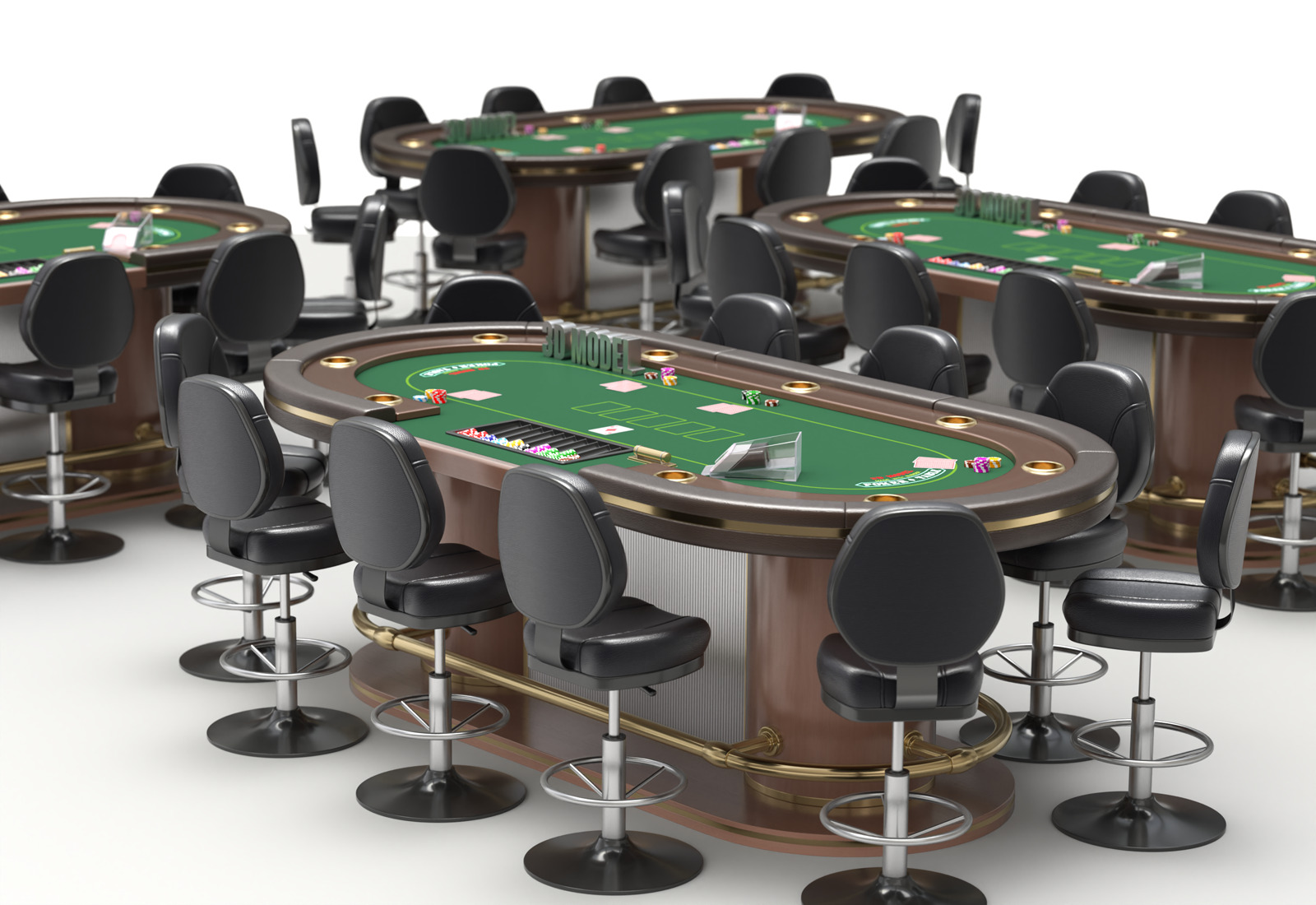 Poker Table Set 3D model_2