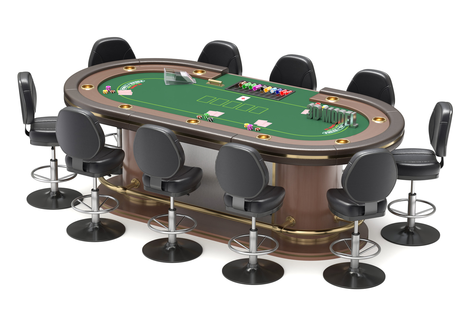 Poker Table Set 3D model_3