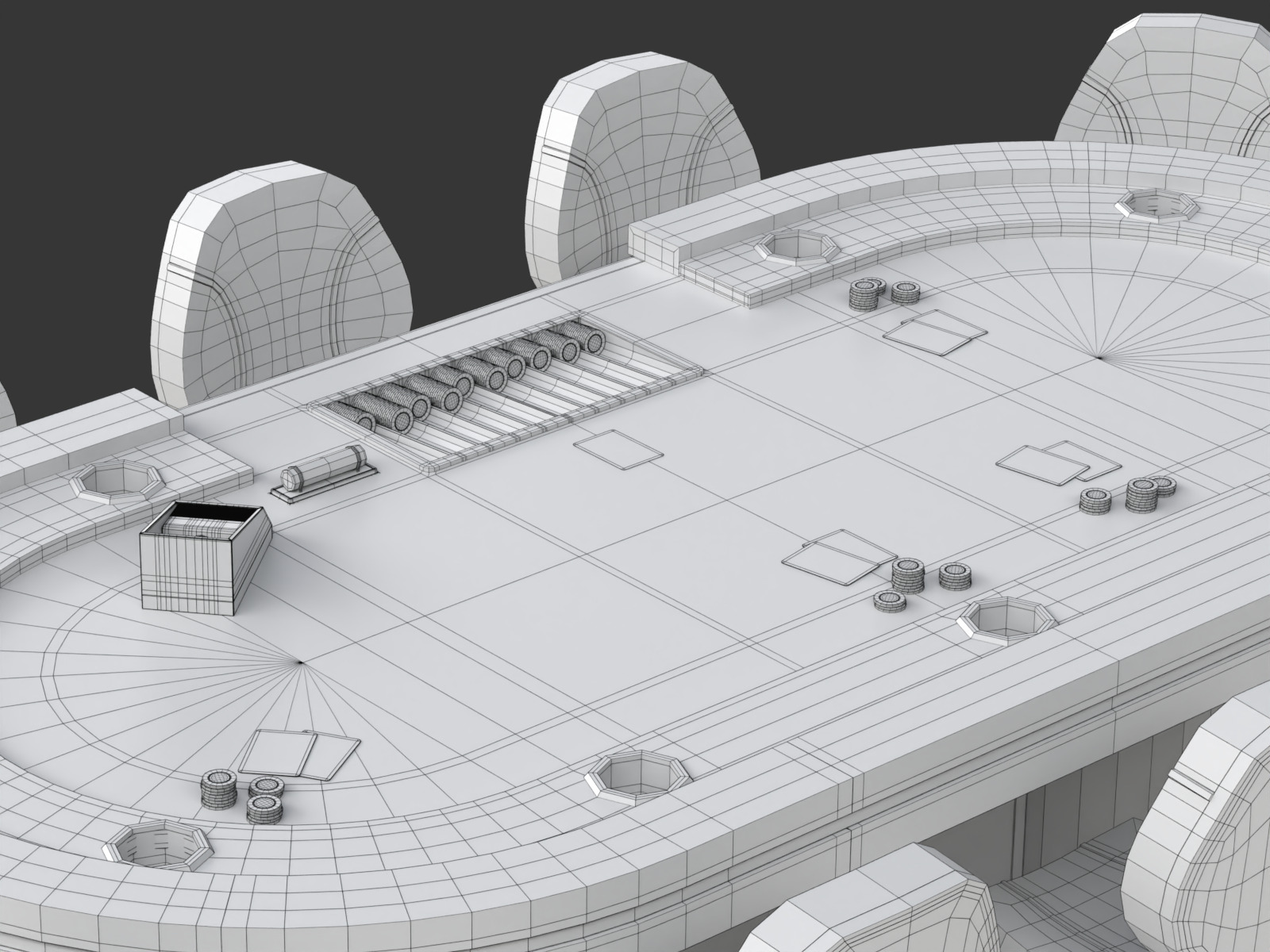 Poker Table Set 3D model_24