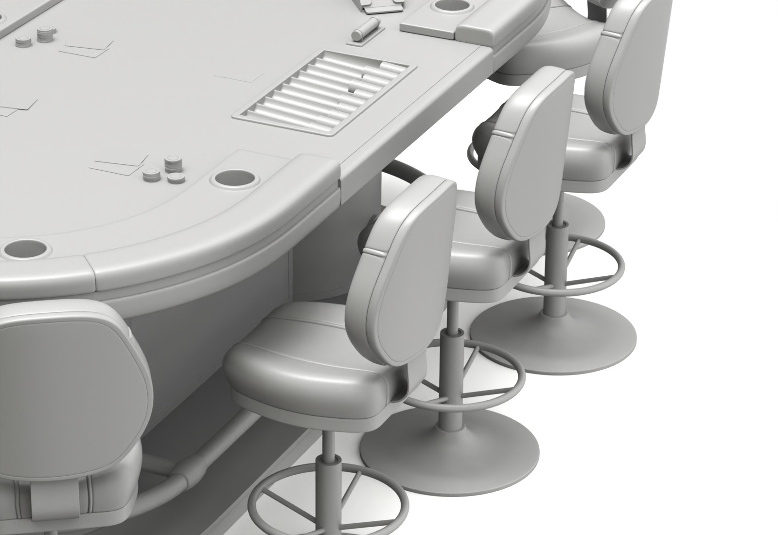 Poker Table Set 3D model_16