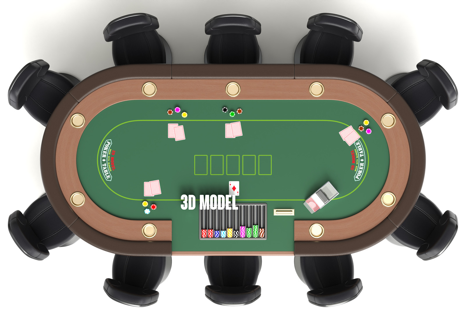 Poker Table Set 3D model_10
