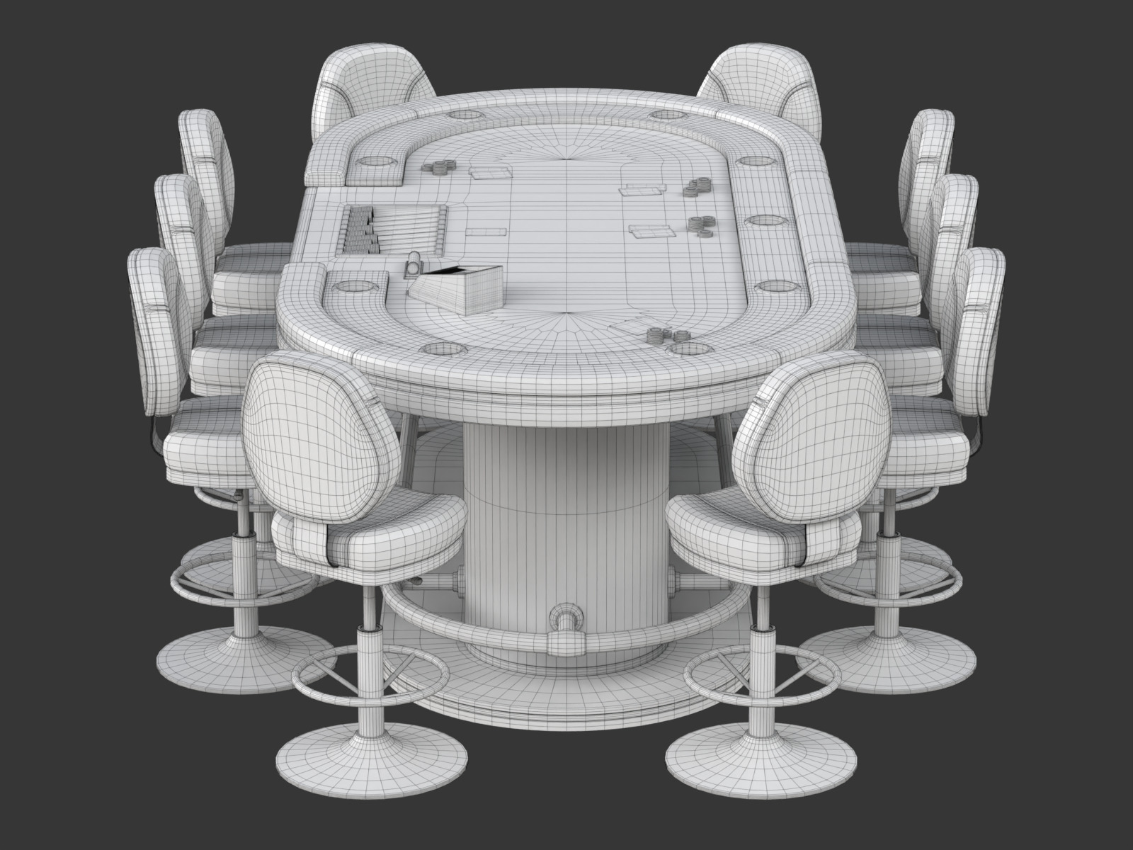 Poker Table Set 3D model_30