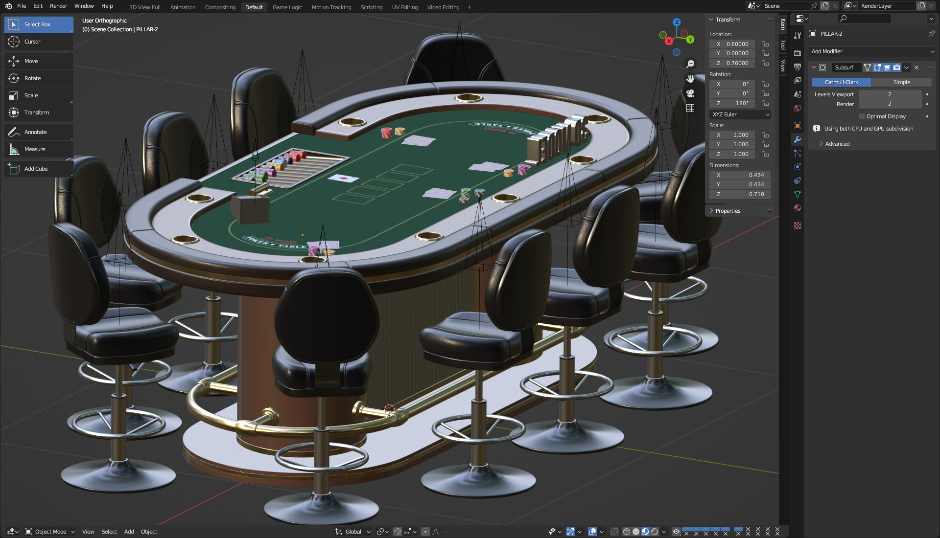 Poker Table Set 3D model_18