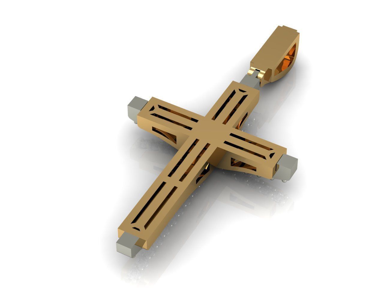 Round Diamond Cross Pendant 3D print model_2