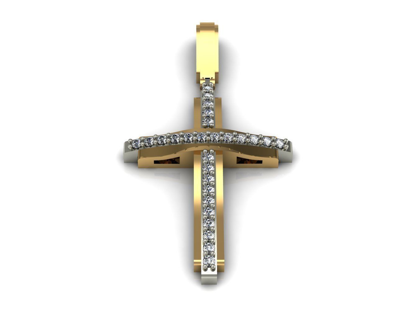 Round Diamond Cross Pendant 3D print model_3