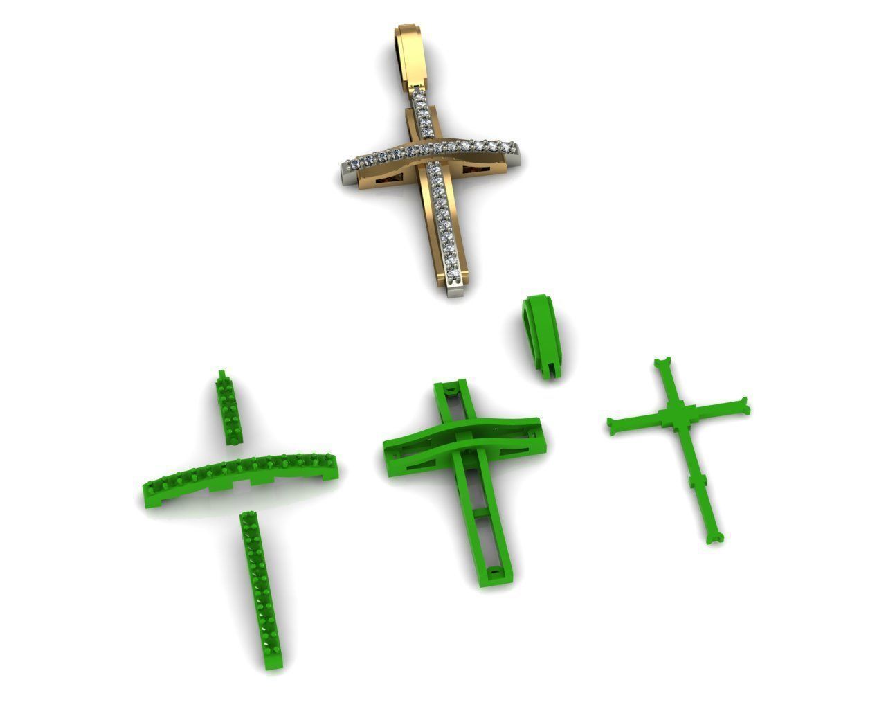 Round Diamond Cross Pendant 3D print model_4