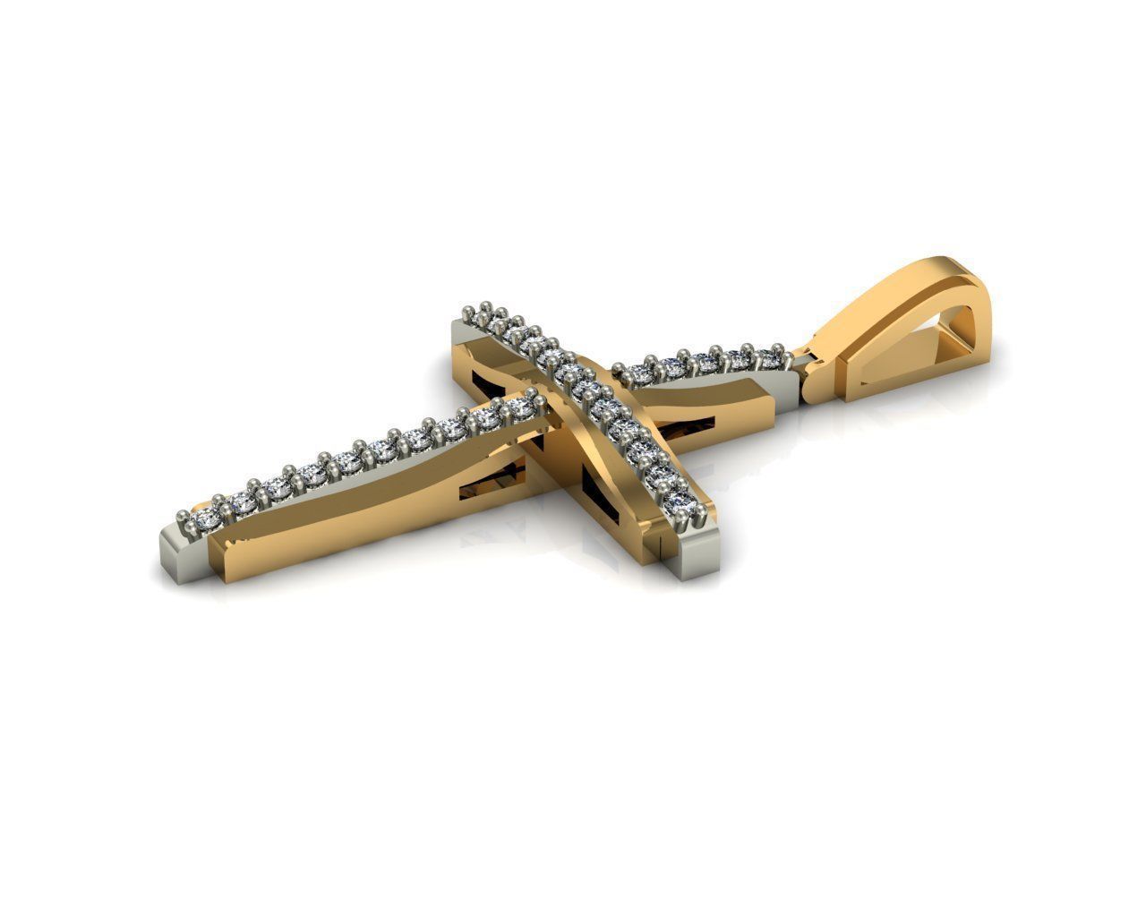 Round Diamond Cross Pendant 3D print model_1