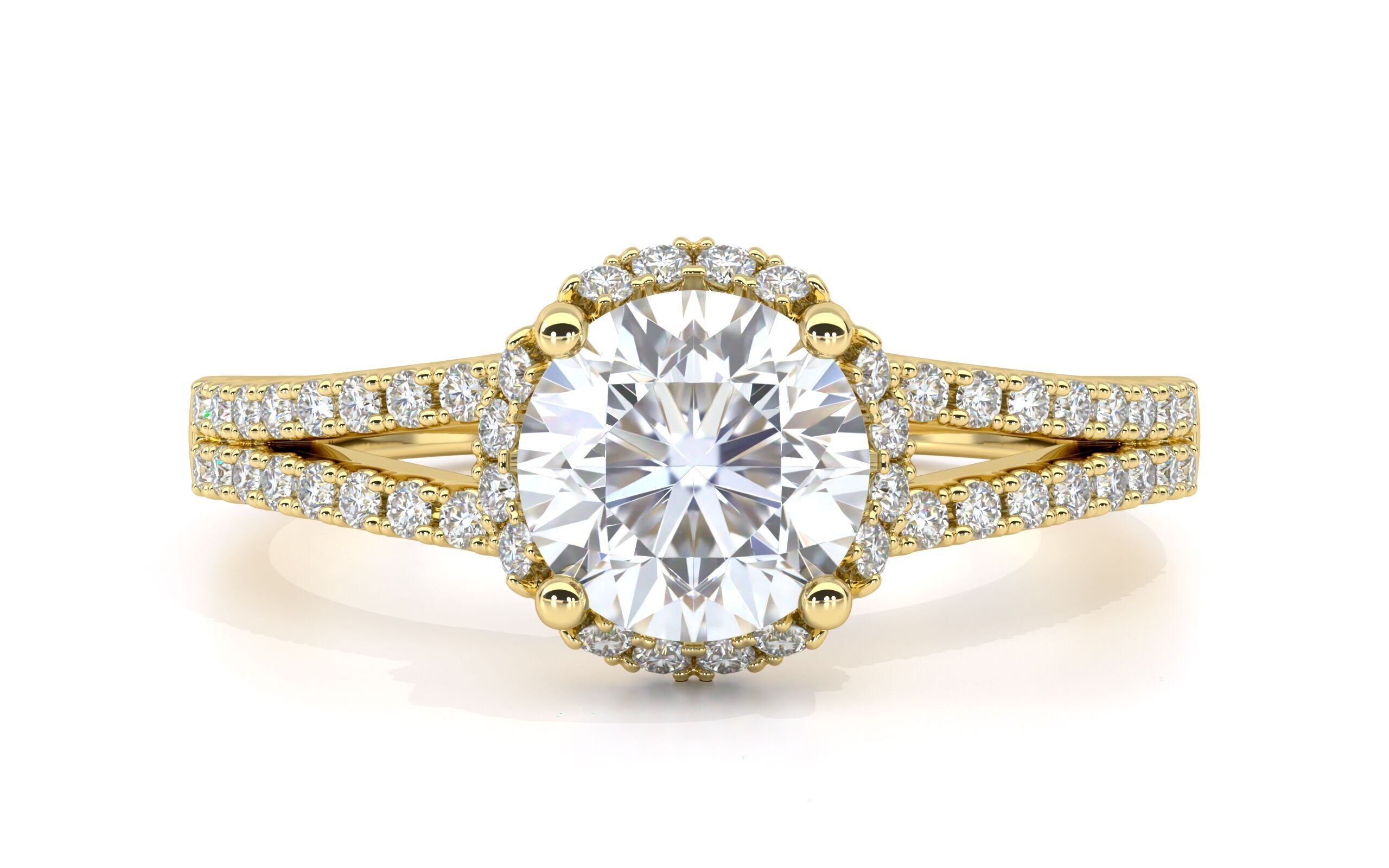 Split Shank With Round Cut Halo Diamond Ring 3D print model_9