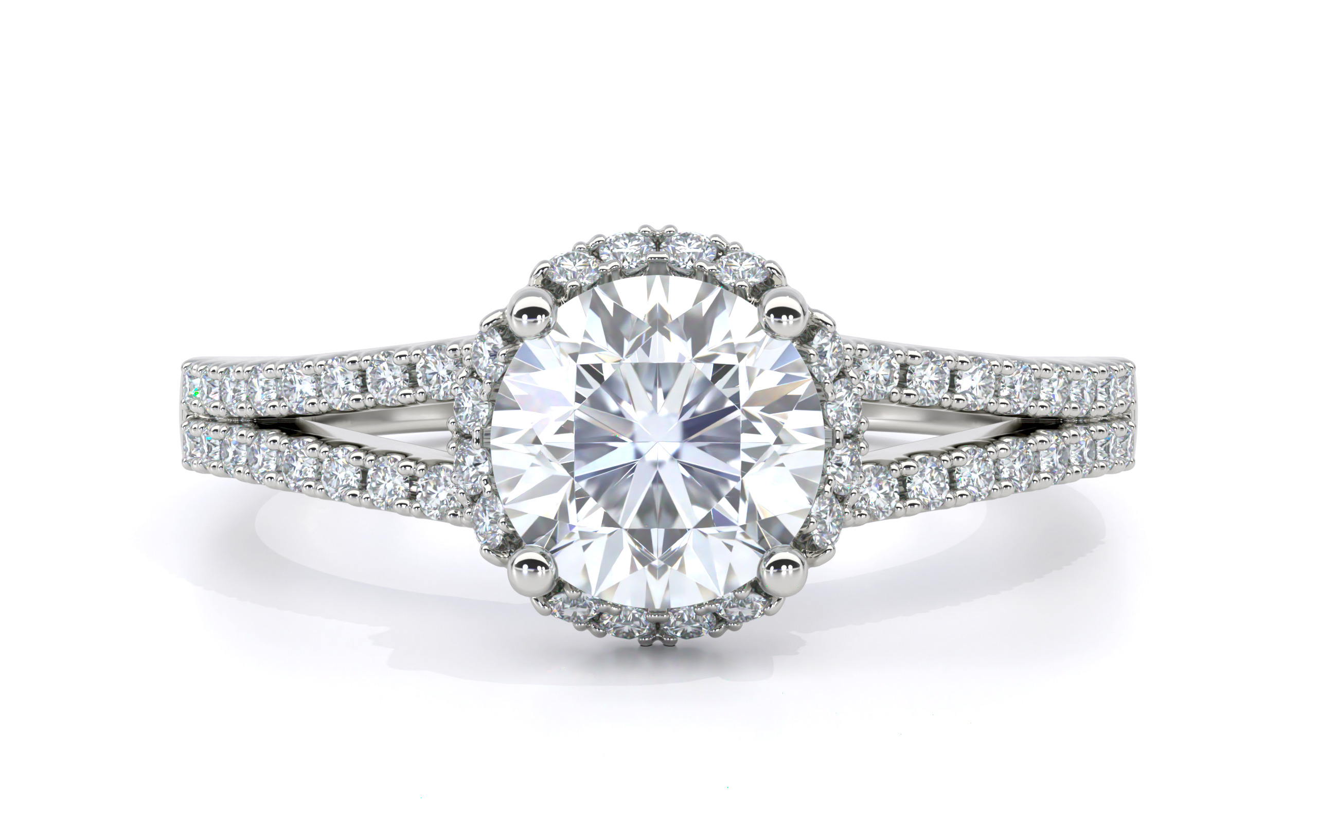 Split Shank With Round Cut Halo Diamond Ring 3D print model_8