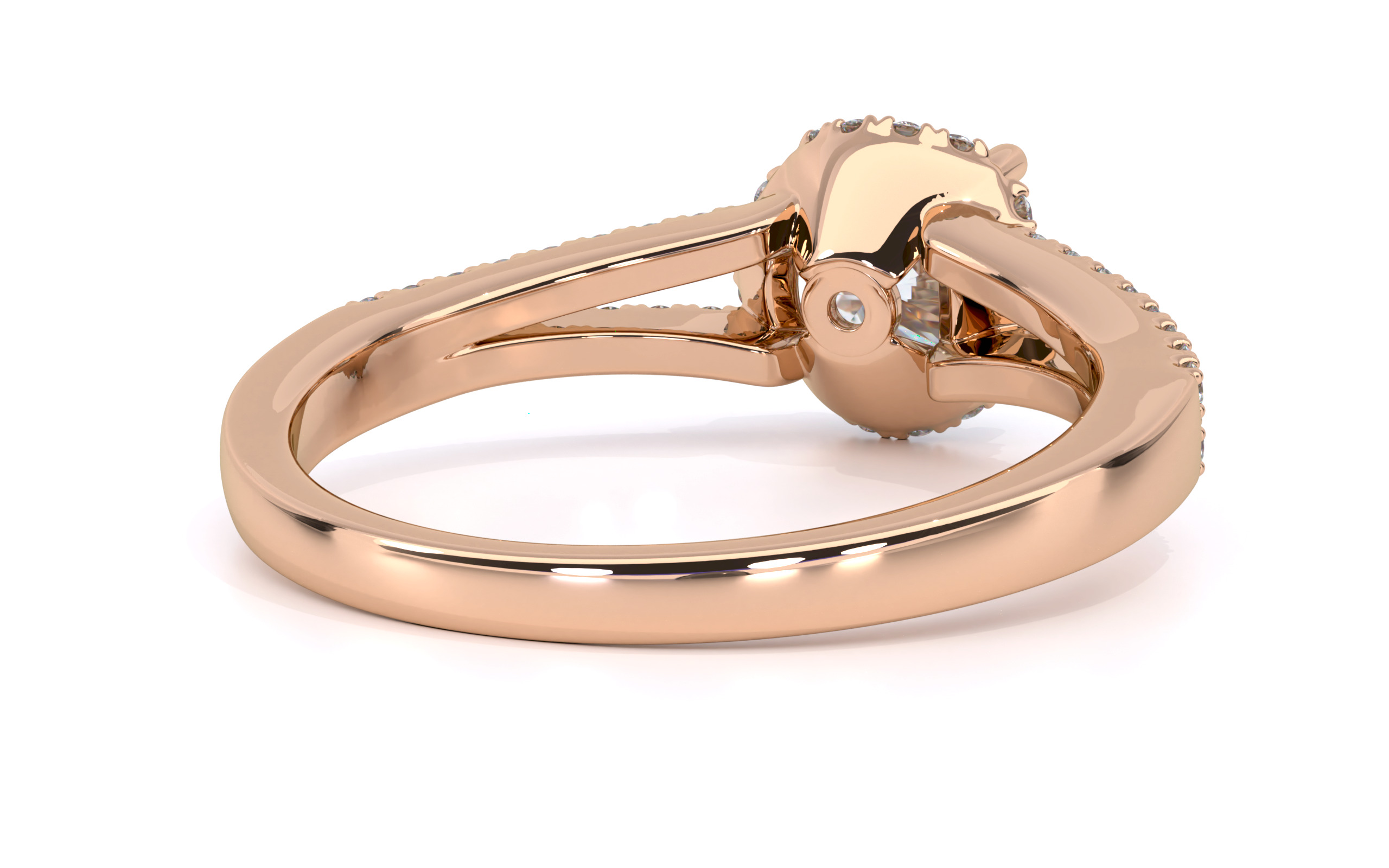 Split Shank With Round Cut Halo Diamond Ring 3D print model_4