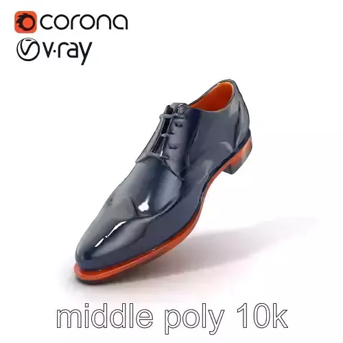 Elegant Dark Blue Wingtip Brogue Shoe model pack