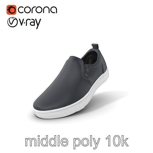Casual Navy Slip-On Shoe 3D Model Pack Low-poly 3D model