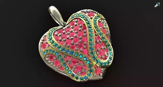 Beautiful two-piece heart pendant jewelry 3D print model