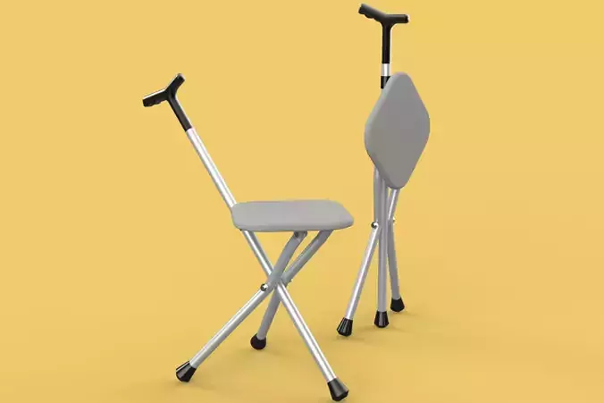 STICK CANE CHAIR WALKING SEAT STOOL POLE CRUTCH FOLDING PORTABLE 3D model