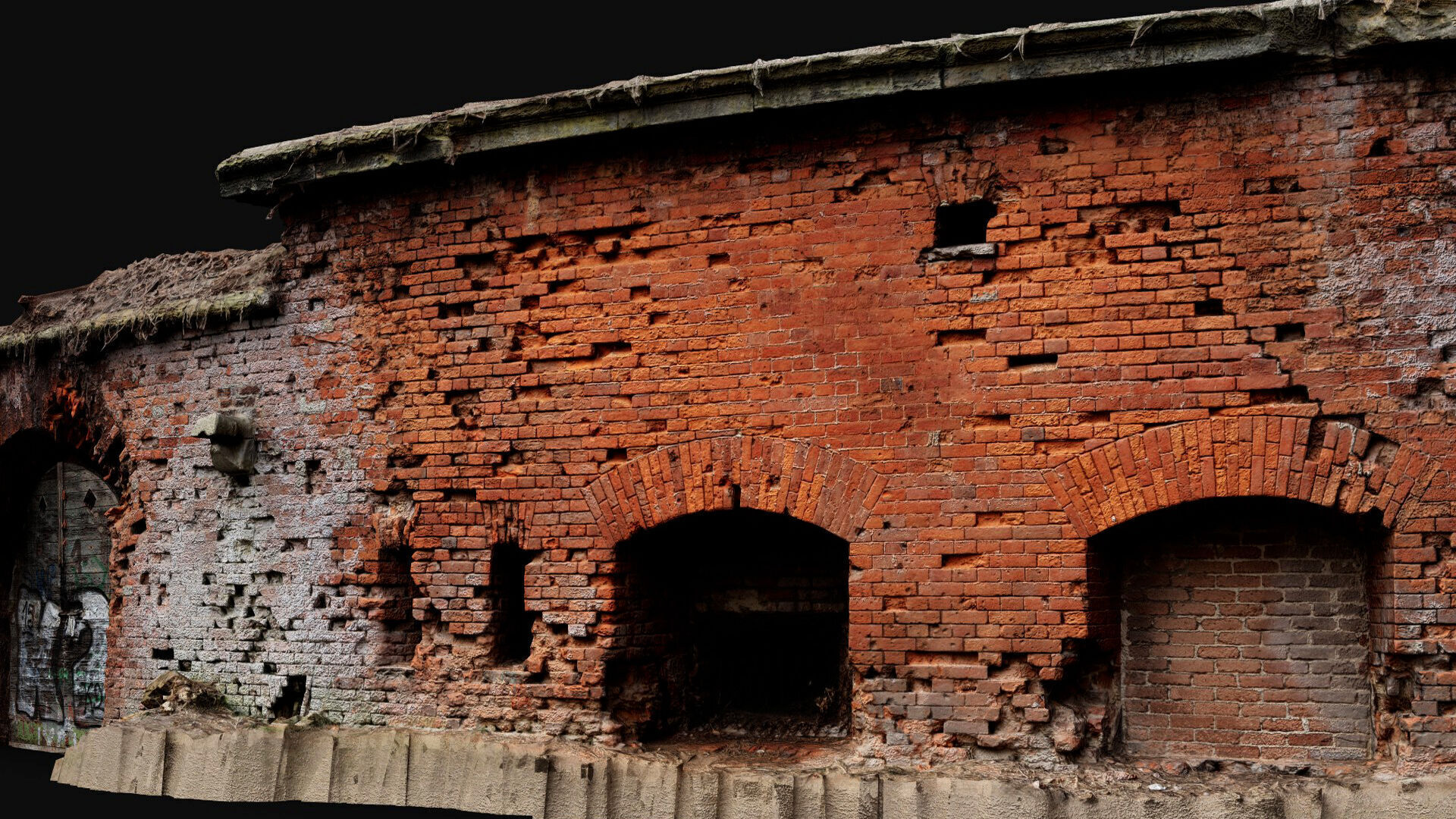ruins abandoned fortress brickwall part3 photogrammetry Low-poly 3D model_6