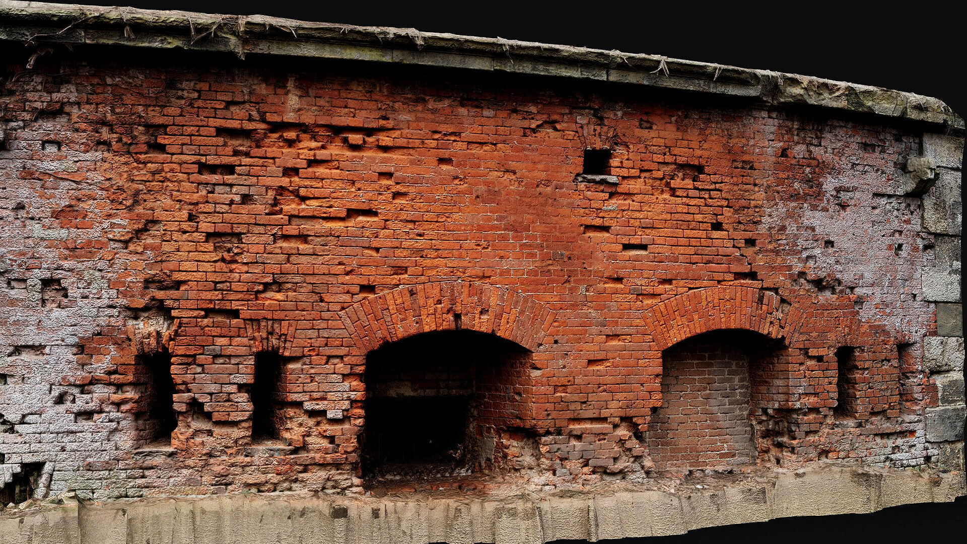 ruins abandoned fortress brickwall part3 photogrammetry Low-poly 3D model_5