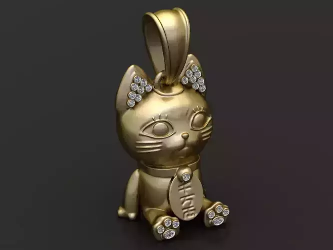 cute cat   pendant 3d printable model