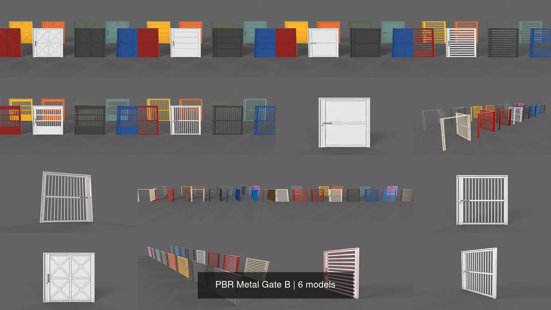 PBR Metal Gate B 3D Model Collection_7