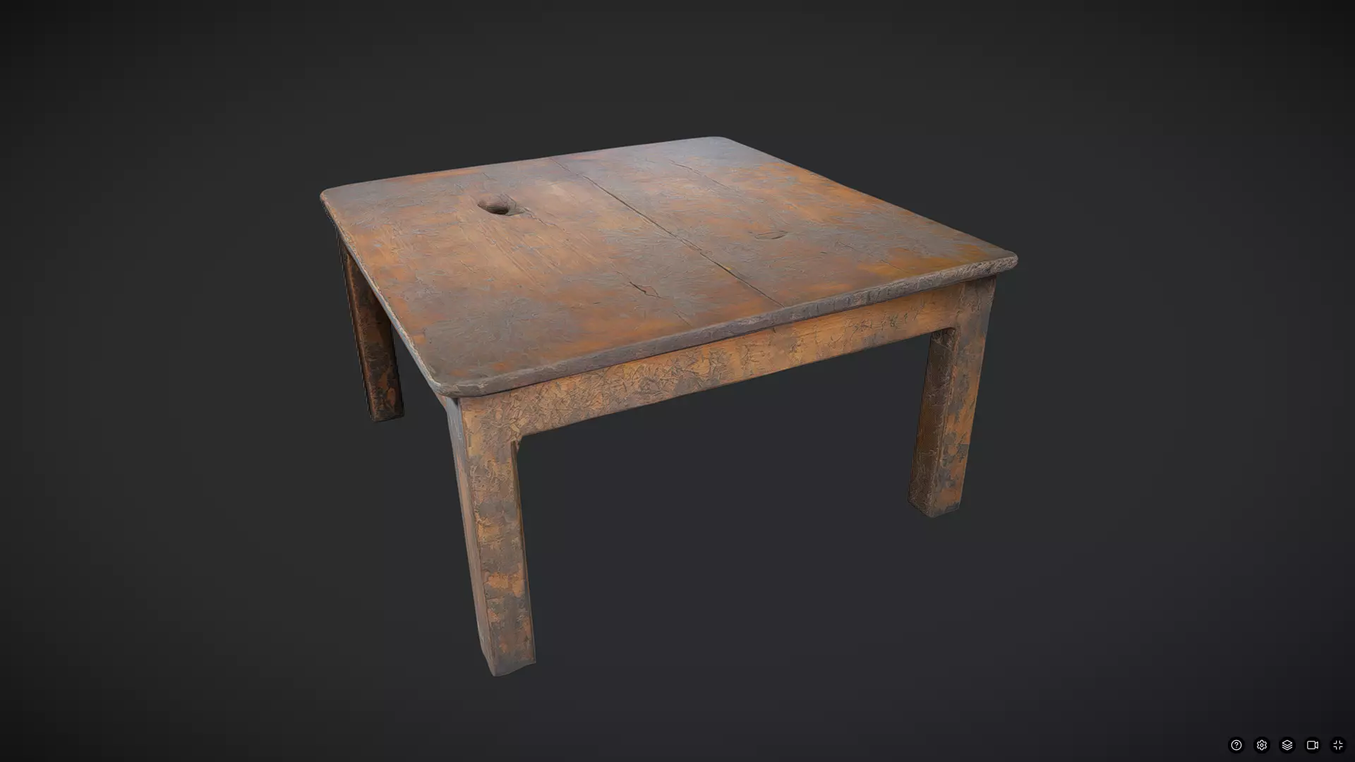 Decayed Wooden Table 2 Low-poly 3D model_0