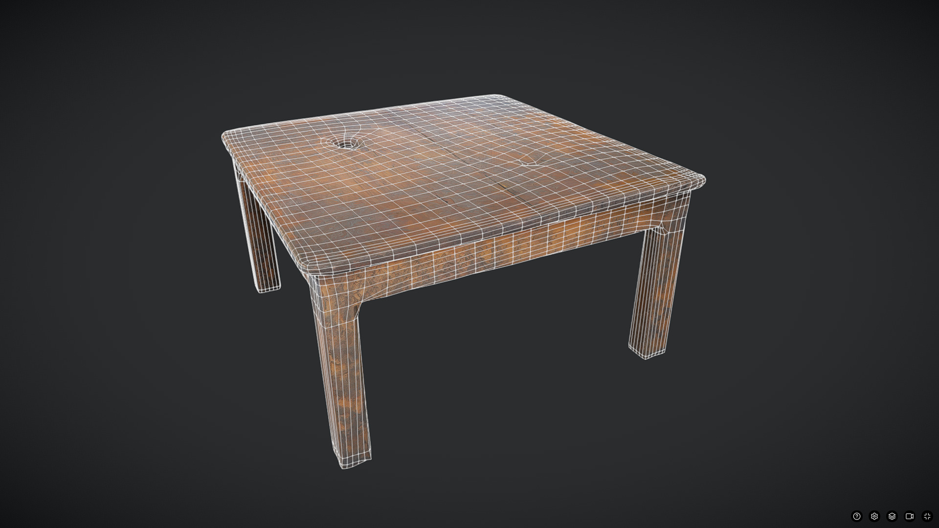 Decayed Wooden Table 2 Low-poly 3D model_2