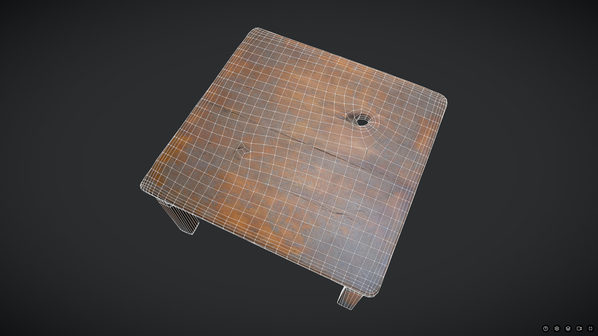 Decayed Wooden Table 2 Low-poly 3D model_6