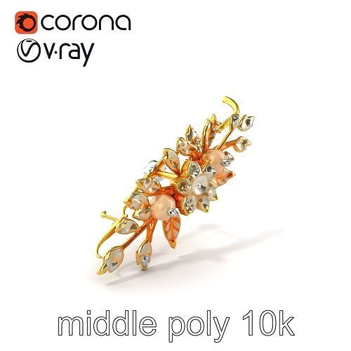 Floral Rhinestone Pearl Hairpin model pack Low-poly 3D model