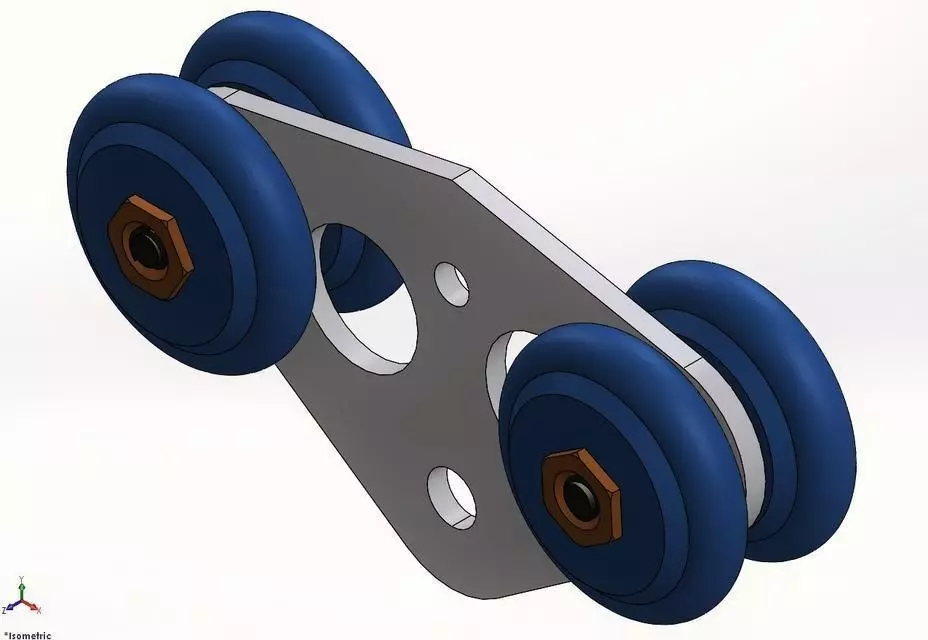 Trolley pulley with two bolts 3D model