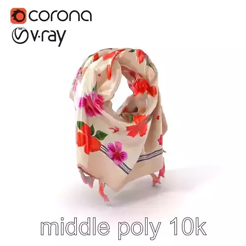 Floral Silk Scarf with Fringe model pack
