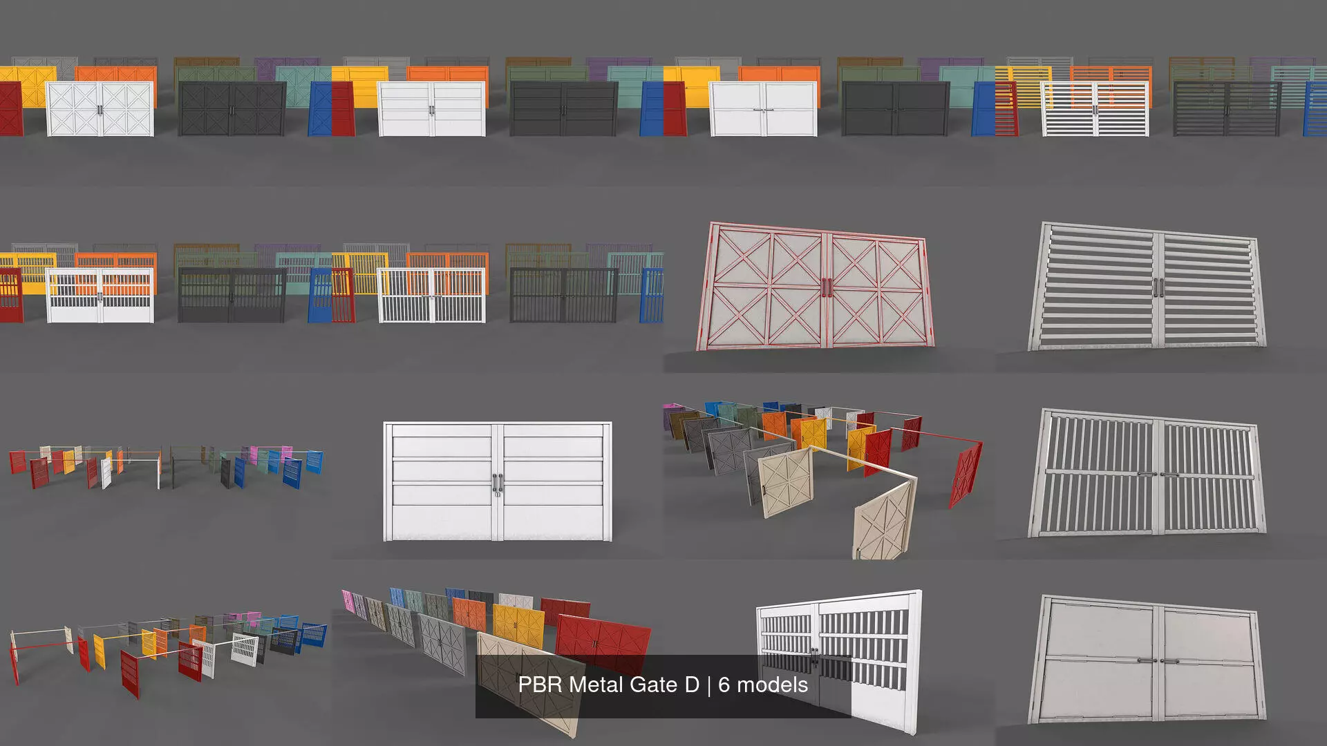 PBR Metal Gate D 3D Model Collection_7