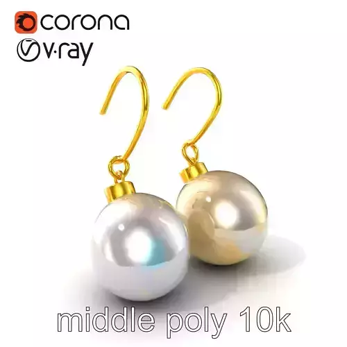 Elegant Pearl Drop Earrings with Gold Holdings model pack Low-poly 3D model