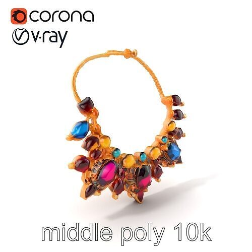 Opulent Gemstone Statement Necklace model pack Low-poly 3D model