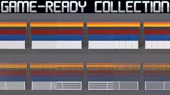 PBR Metal Fence 3D Model Collection