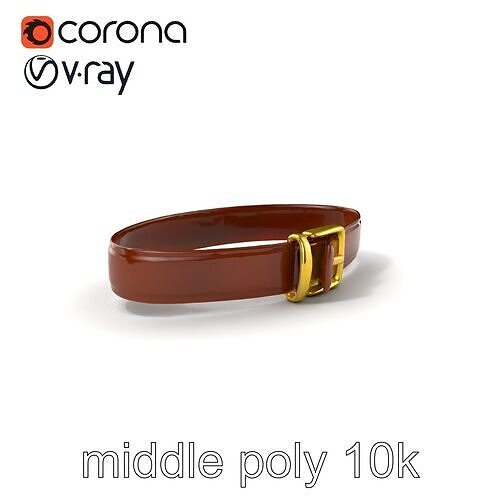Classic Leather Belt with Gold Buckle model pack Low-poly 3D model