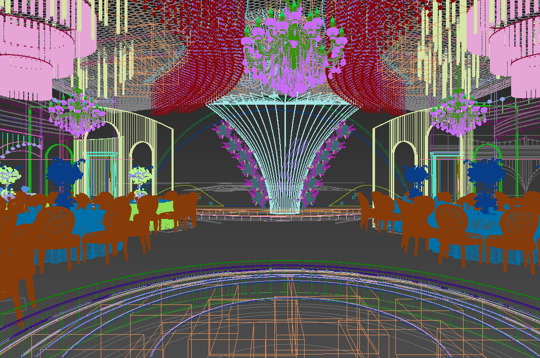 banquet hall 3D model_6