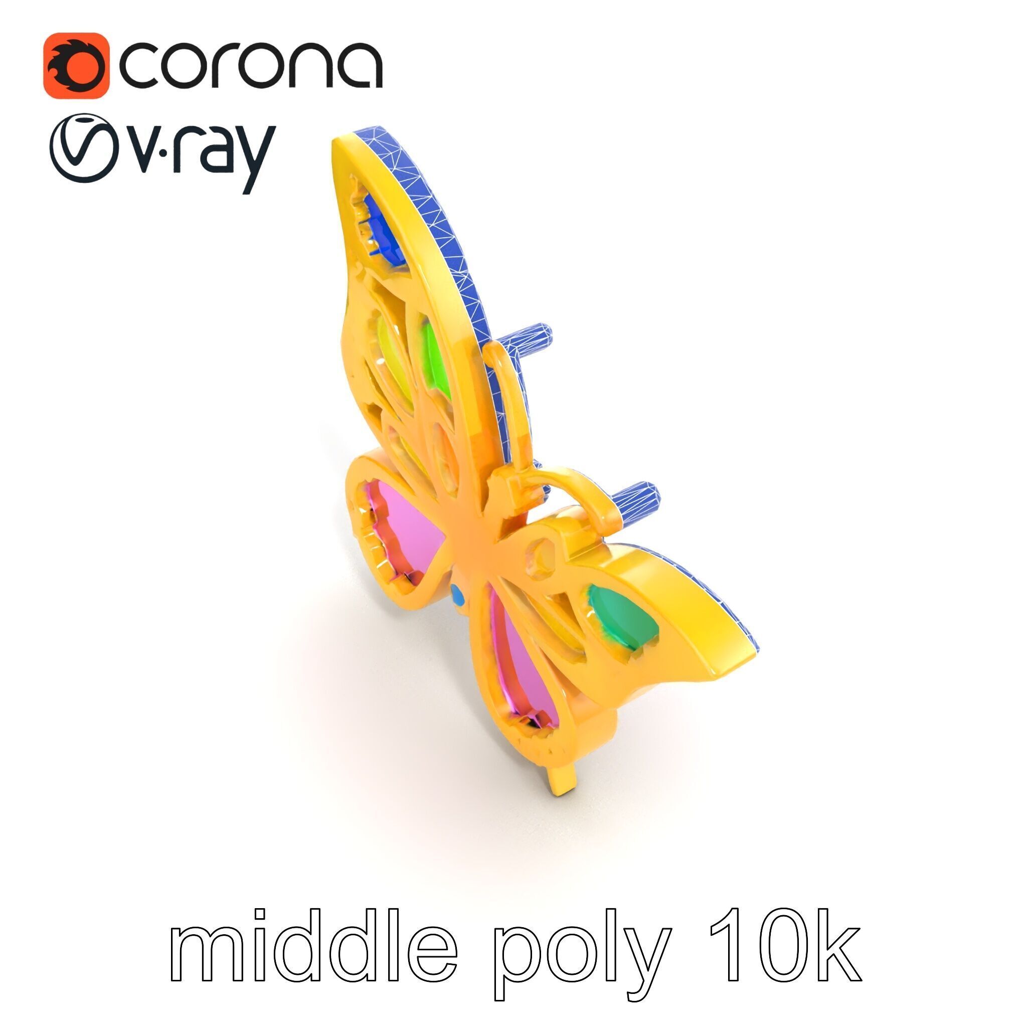 Butterfly Gemstone Brooch Elegance model pack Low-poly 3D model_25