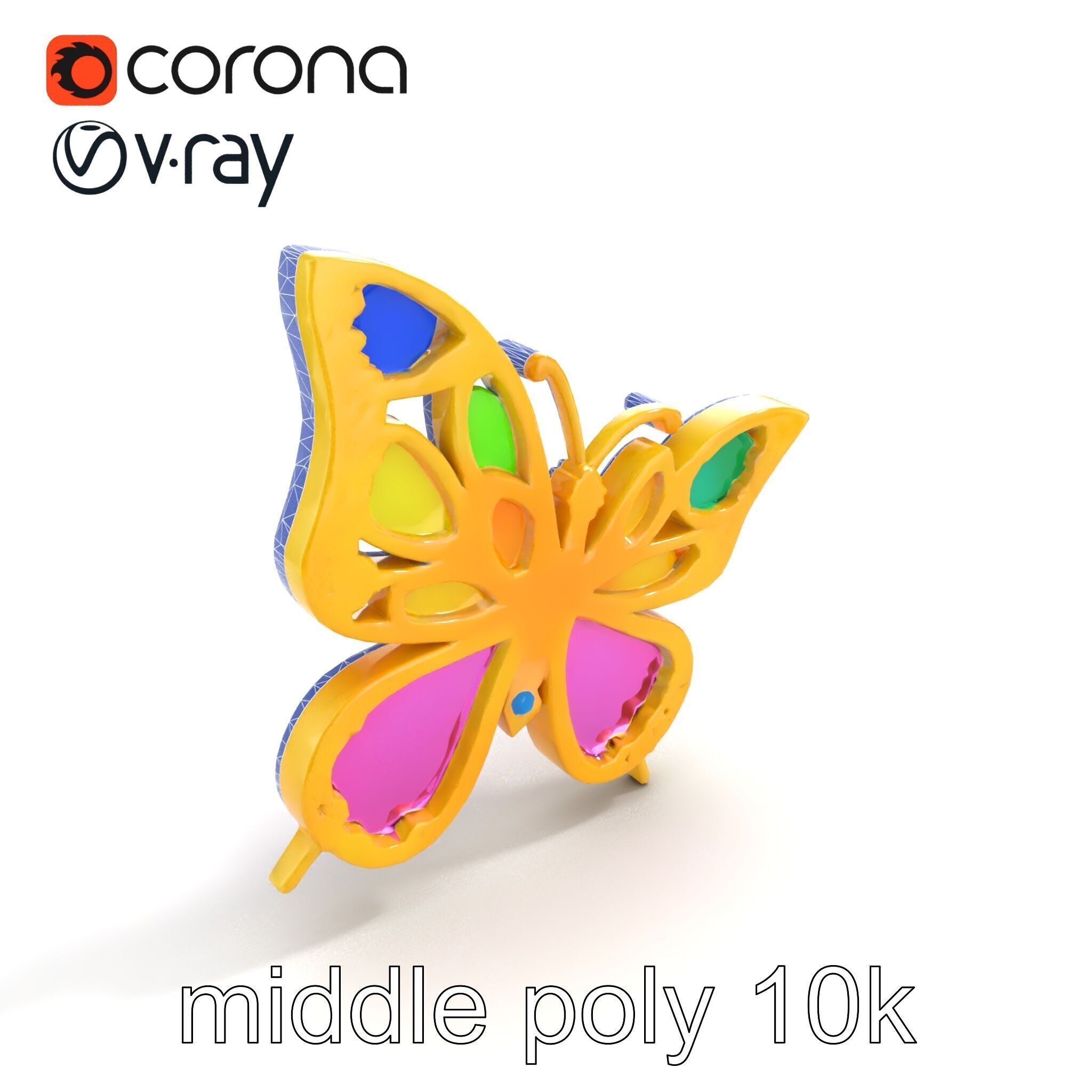 Butterfly Gemstone Brooch Elegance model pack Low-poly 3D model_11