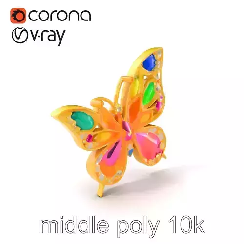 Butterfly Gemstone Brooch Elegance model pack Low-poly 3D model