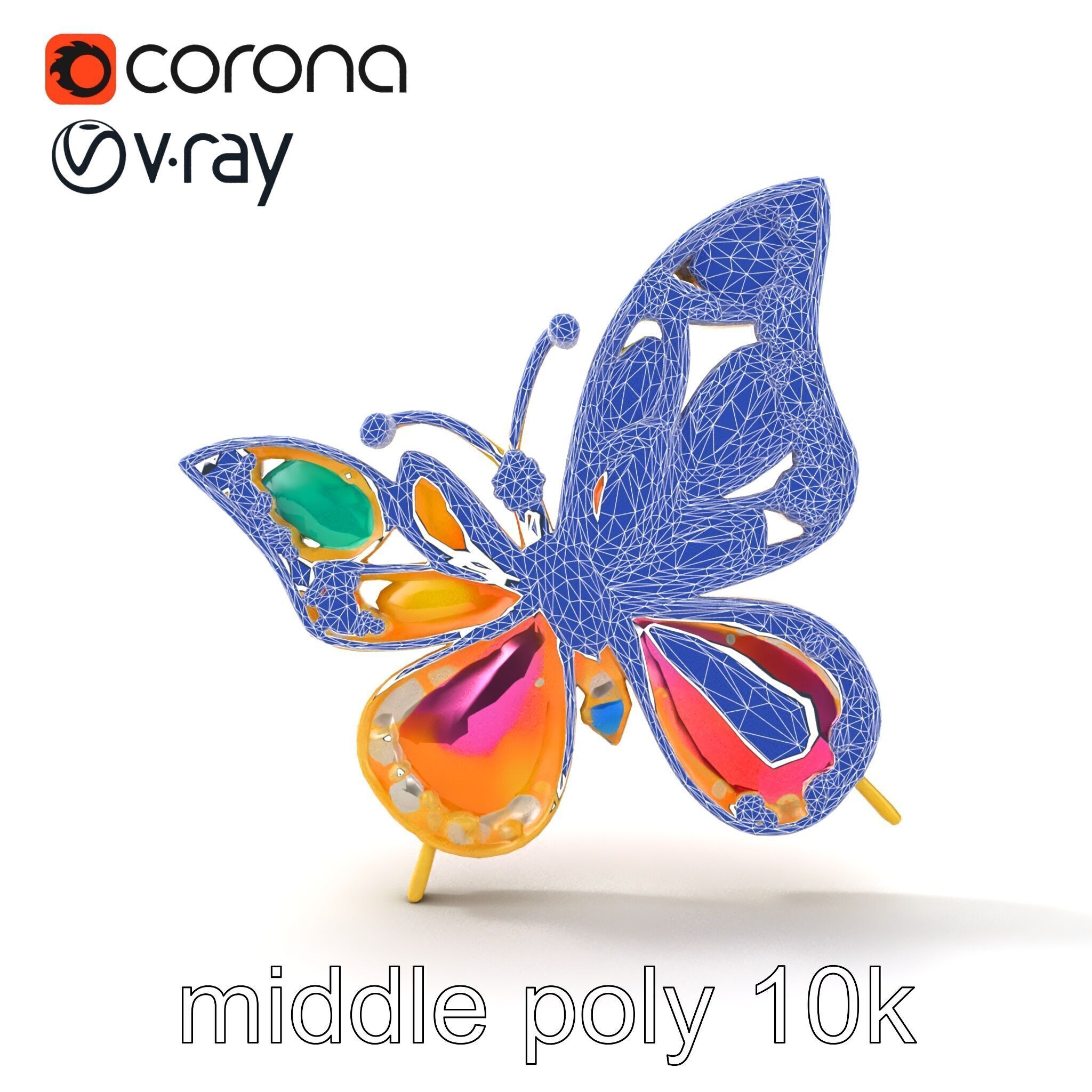 Butterfly Gemstone Brooch Elegance model pack Low-poly 3D model_30