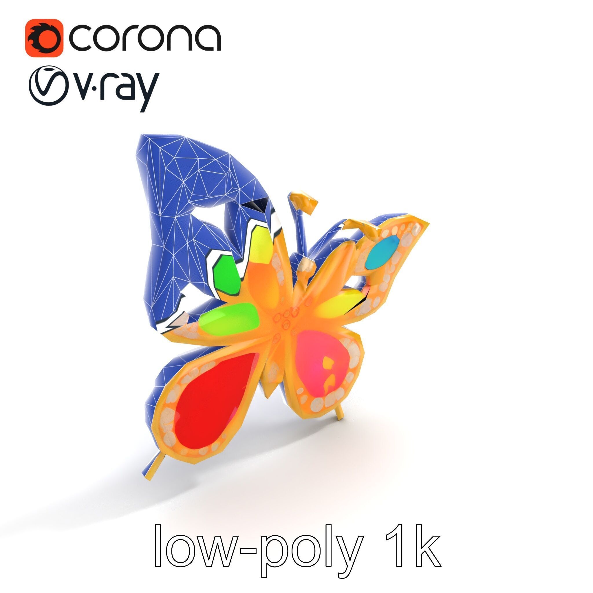 Butterfly Gemstone Brooch Elegance model pack Low-poly 3D model_12