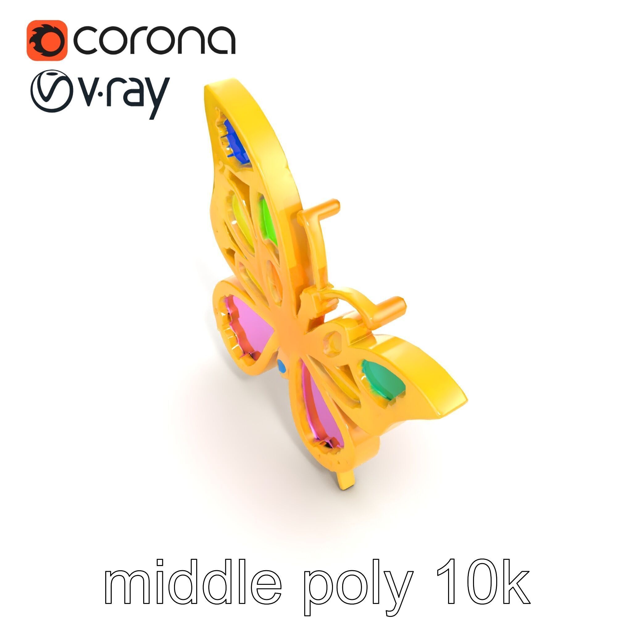 Butterfly Gemstone Brooch Elegance model pack Low-poly 3D model_23