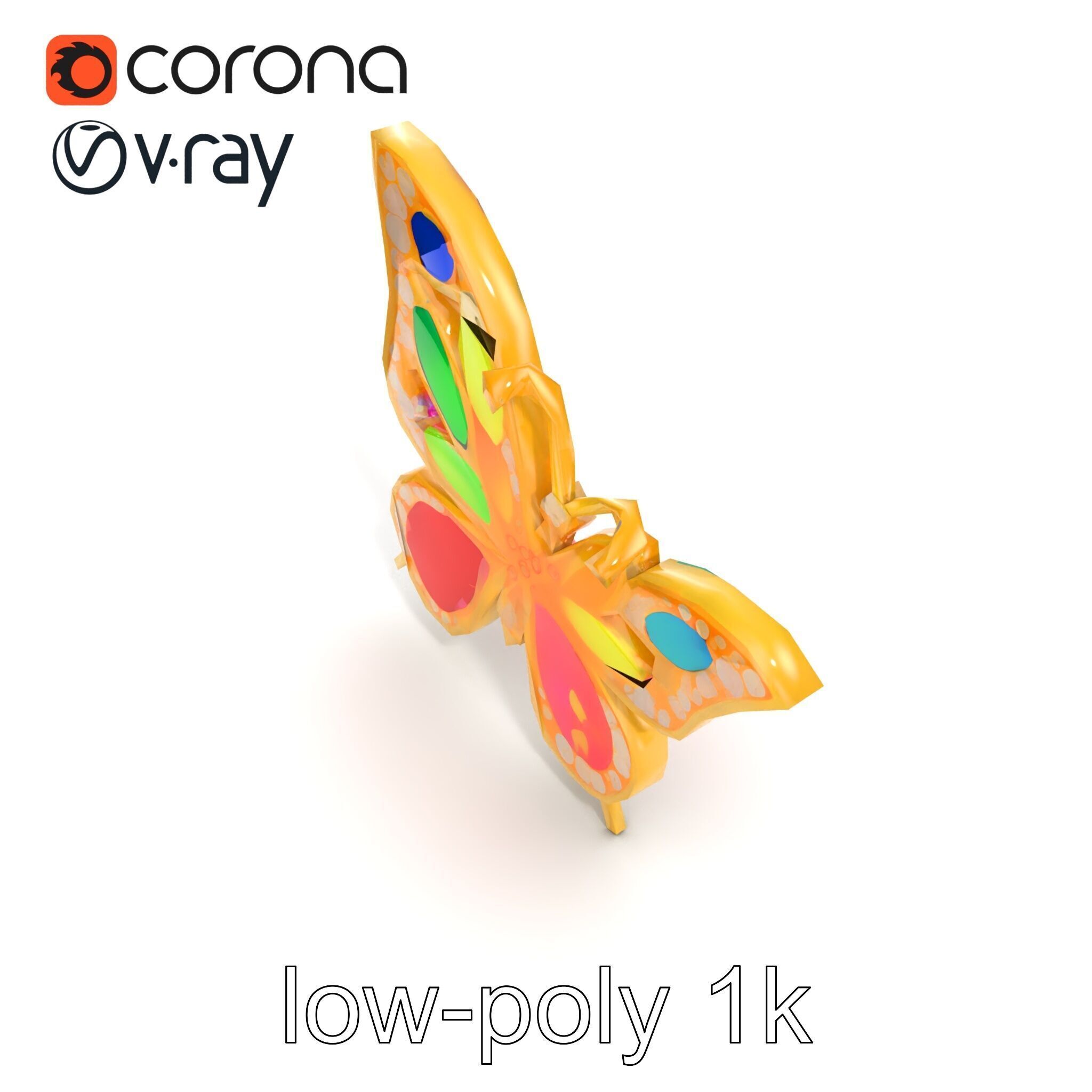 Butterfly Gemstone Brooch Elegance model pack Low-poly 3D model_22