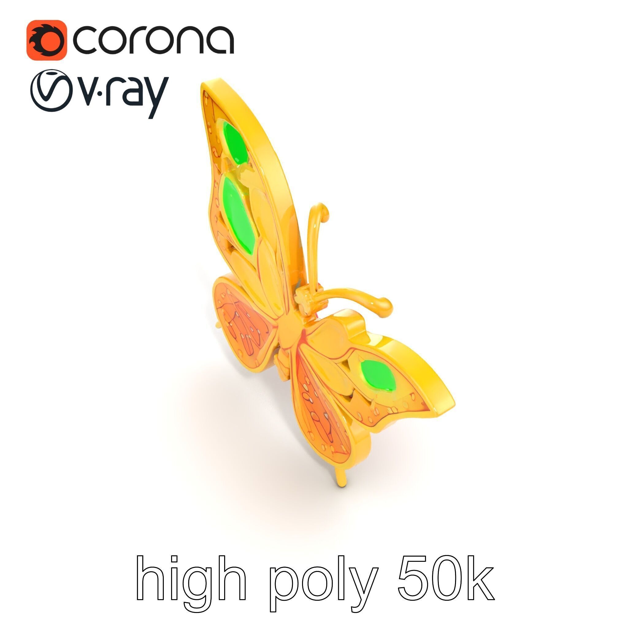 Butterfly Gemstone Brooch Elegance model pack Low-poly 3D model_17