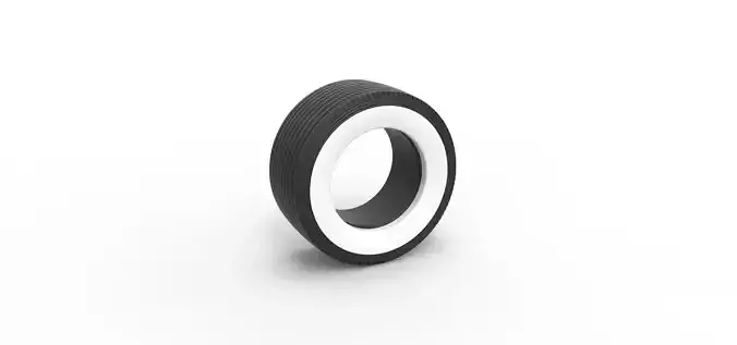 Super single semi Whitewall tire Version 2 Scale 1 to 25 3D print model