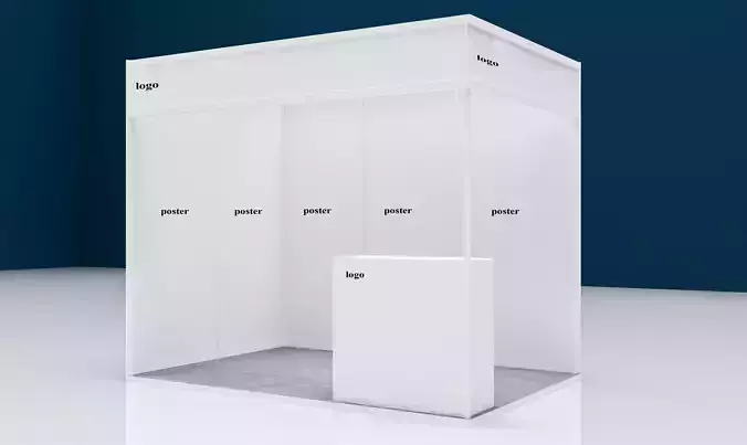 booth Standard  3x2 3 side open 3D model