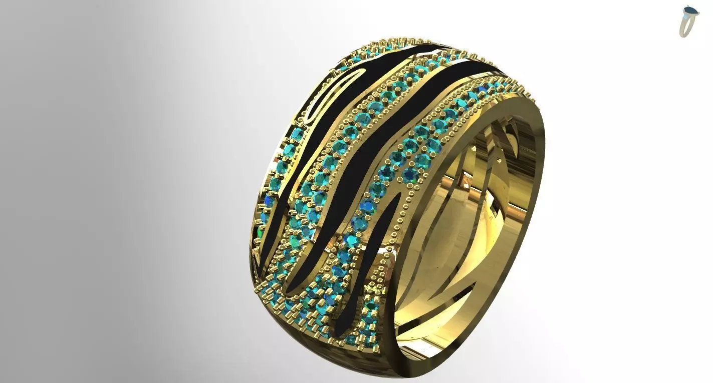 Jewelry ring with enameled grooves 3D print model