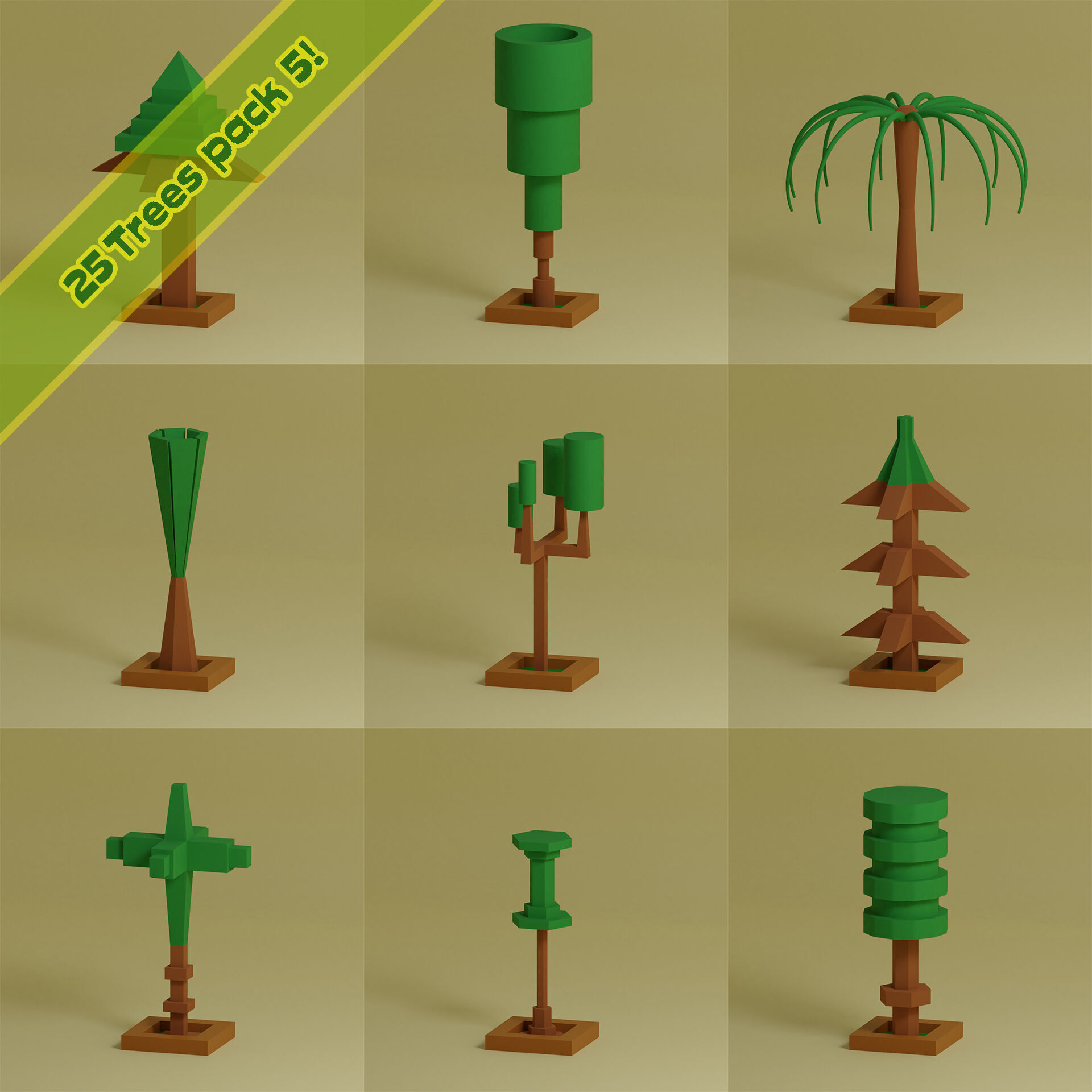 Low Poly Trees Collection - 25 trees pack 5 Low-poly 3D model_5