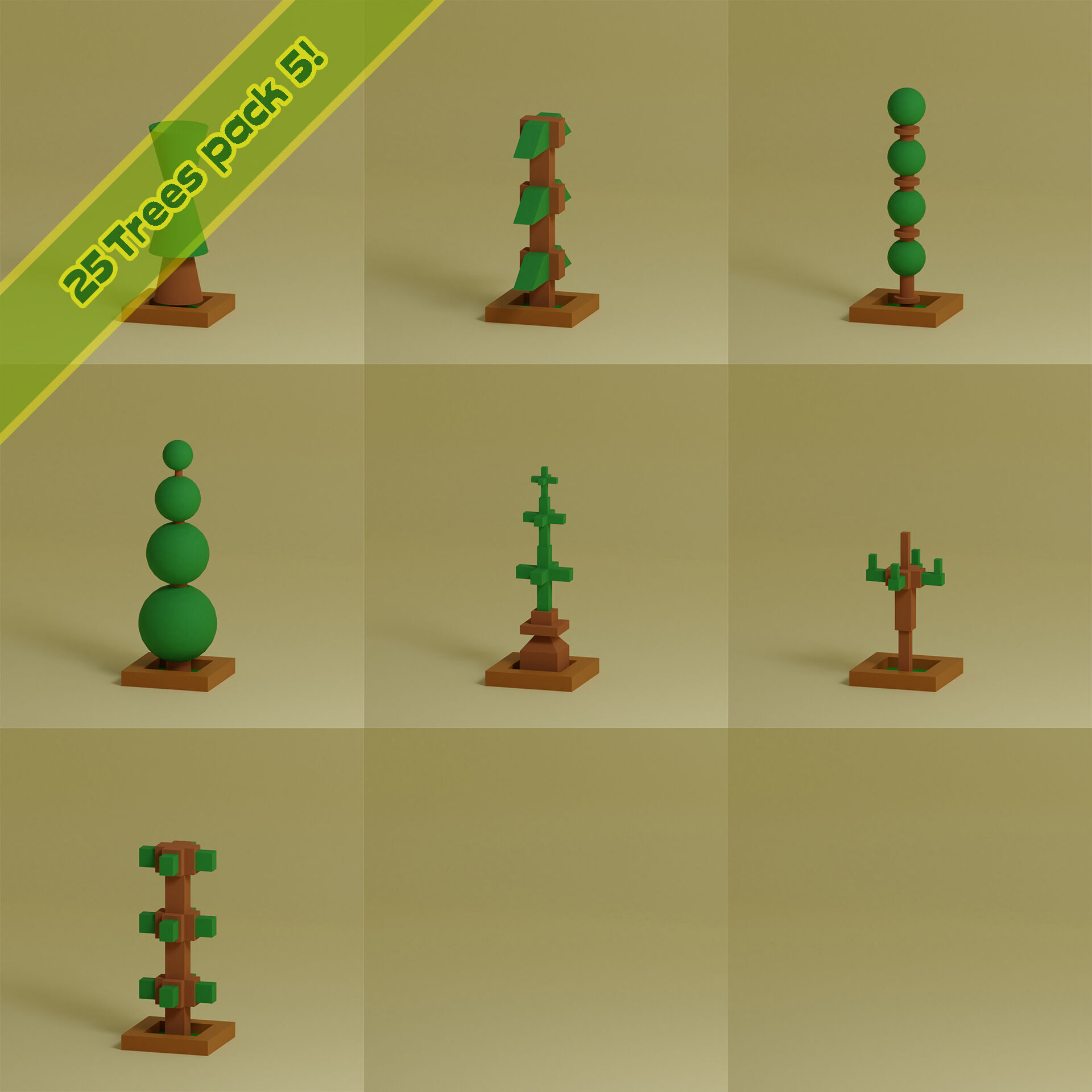 Low Poly Trees Collection - 25 trees pack 5 Low-poly 3D model_4