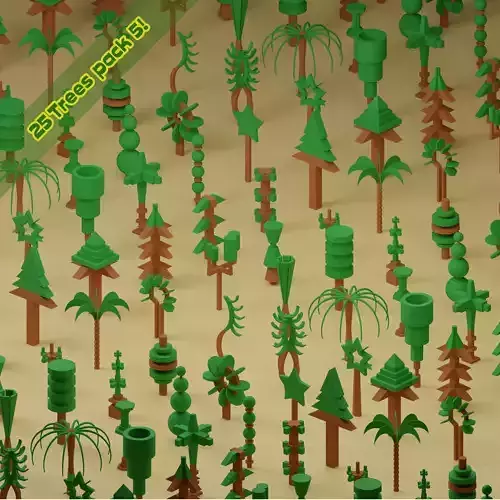 Low Poly Trees Collection - 25 trees pack 5 Low-poly 3D model